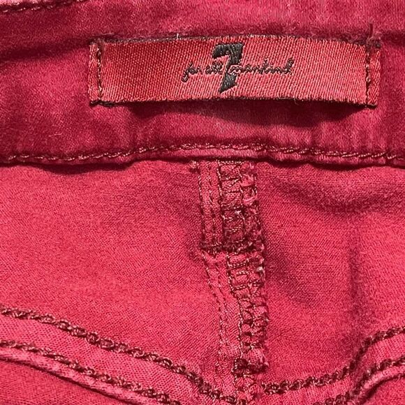 7 For All Mankind Gwenevere Twill Skinny Jeans Bright Burgundy Red Size 28 - Picture 11 of 15